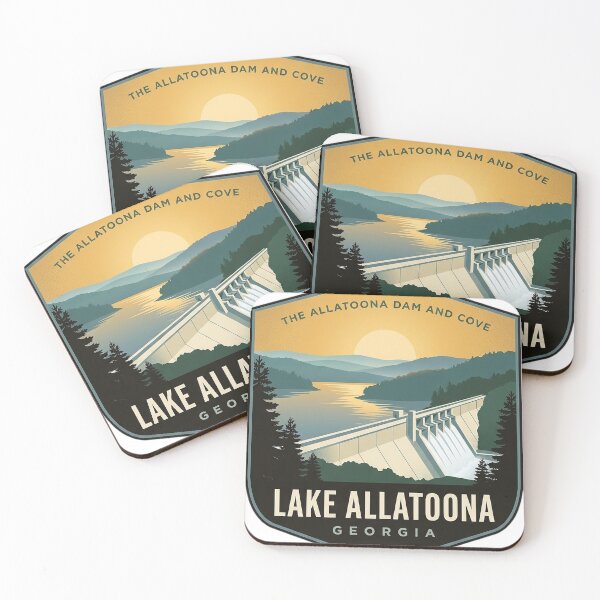 Item preview, Lake Allatoona Dam and Cove Sunset Shield Badge Sticker Georgia designed and sold by DetourDgn.