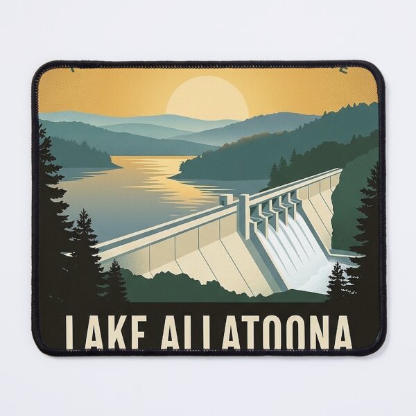 Item preview, Lake Allatoona Dam and Cove Sunset Shield Badge Sticker Georgia designed and sold by DetourDgn.