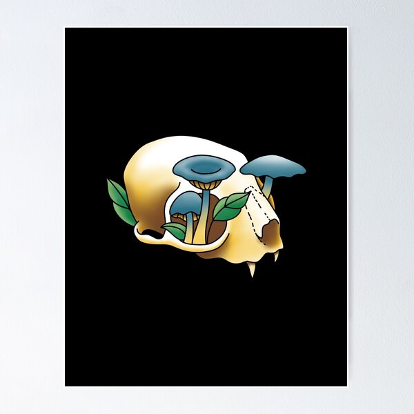 Item preview, Cat skull with Mushrooms designed and sold by SolanaBlantz.