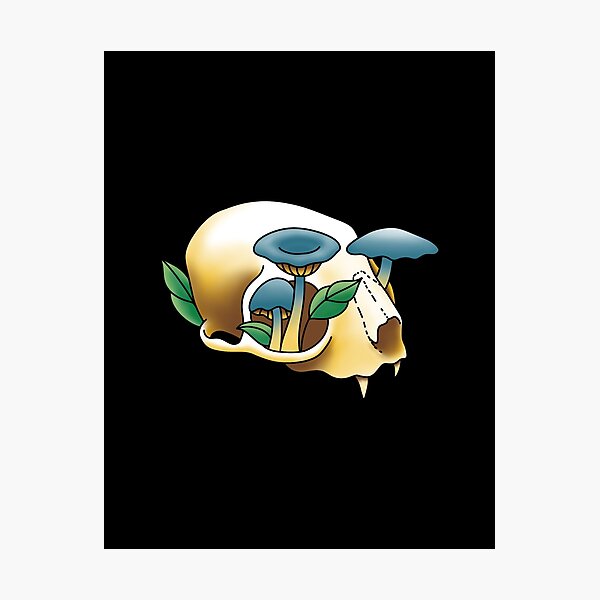 Item preview, Cat skull with Mushrooms designed and sold by SolanaBlantz.