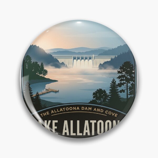 Item preview, Lake Allatoona Dam Morning Cove Vintage Badge Sticker Georgia designed and sold by DetourDgn.