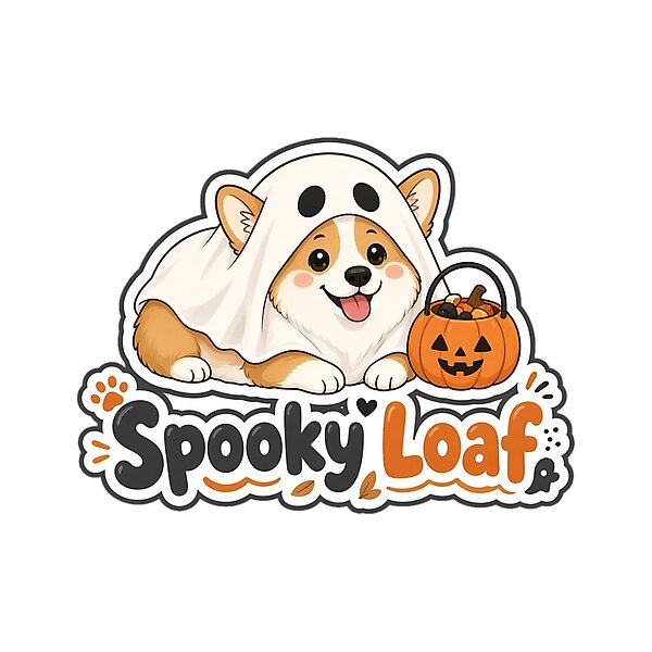“Spooky Loaf” design: halloween Gift for Corgi Moms, cute kawaii art by Soft Merch