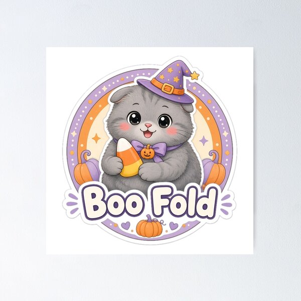 Item preview, Scottish Fold Cat Halloween Boo Fold Cute Cat designed and sold by Soft Merch.