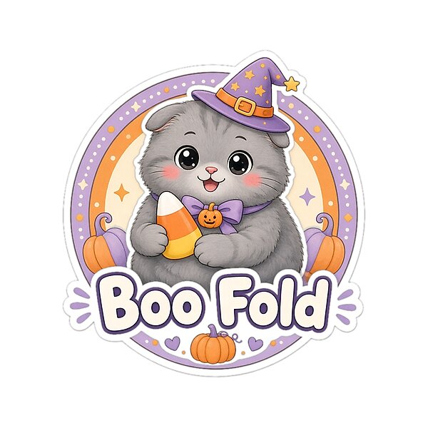 “Boo Fold†design: halloween Gift for Scottish Fold Owners, cute kawaii art by Soft Merch