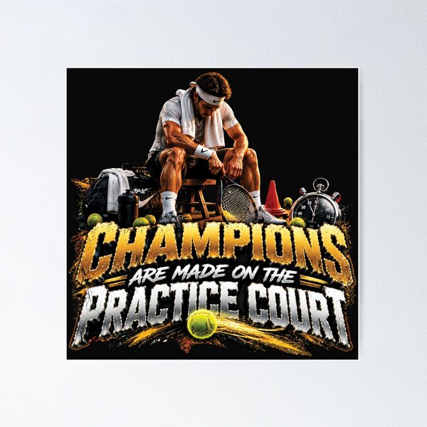 Item preview, Champions Are Made On The Practice Court | Tennis Motivation Gift designed and sold by M. Mamdouh Artworks.