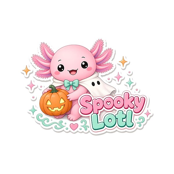 “Spooky Lotl†design: halloween Gift for Axolotl Owners, cute kawaii art by Soft Merch