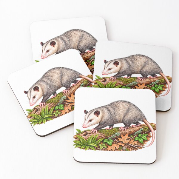 Item preview, Virginia Opossum on Forest Log Illustration designed and sold by ZayCreates.