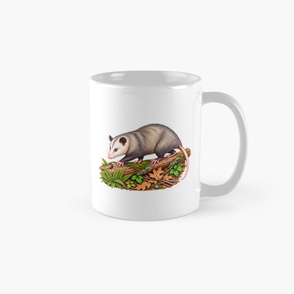 Item preview, Virginia Opossum on Forest Log Illustration designed and sold by ZayCreates.