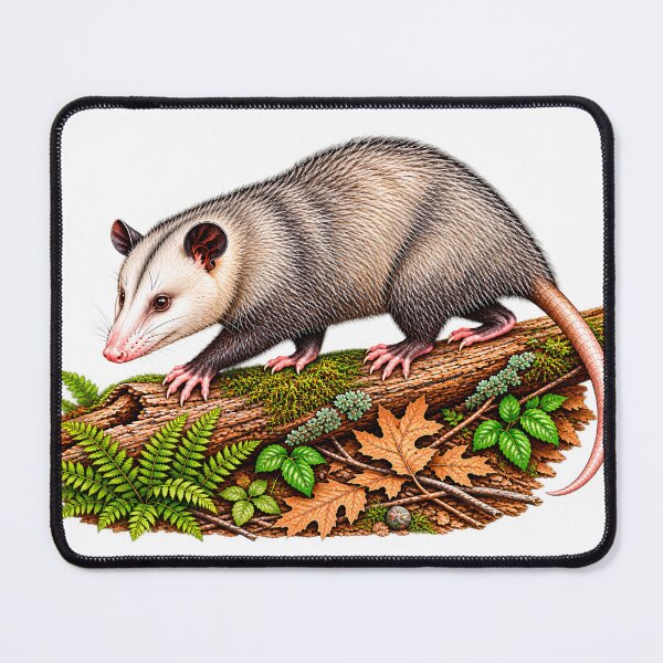 Item preview, Virginia Opossum on Forest Log Illustration designed and sold by ZayCreates.