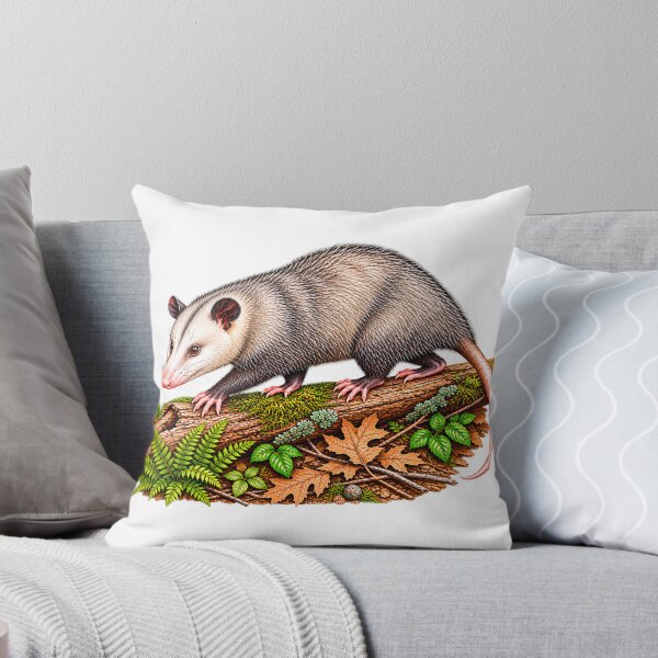 Item preview, Virginia Opossum on Forest Log Illustration designed and sold by ZayCreates.