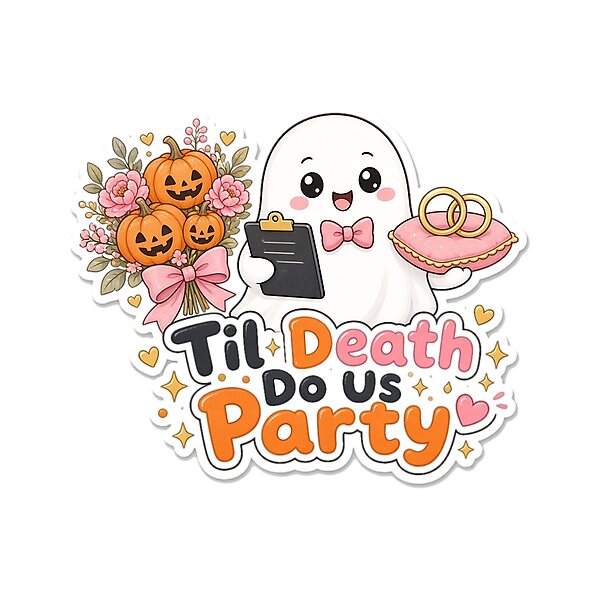â€œTil Death Do Us Partyâ€ design: halloween Gift for Wedding Planners, cute kawaii art by Soft Merch