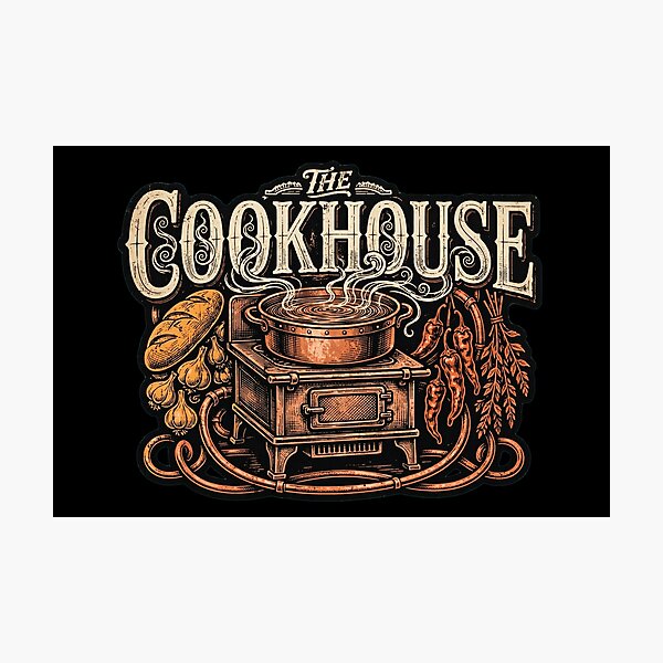 Item preview, The Cookhouse Design, Chef Artwork, Cook Design, Cooking Graphic, Chef Gift, Cook Gift, Culinary Art, Kitchen Culture, Professional Cooking, Restaurant Kitchen, Chef Life, Food Lover Gift designed and sold by Typologystudios.
