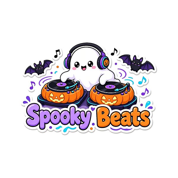 â€œSpooky Beatsâ€ design: halloween Gift for DJs, cute kawaii art by Soft Merch