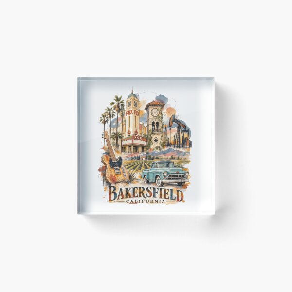 Item preview, Bakersfield California — Ink and Watercolor Style Travel Art designed and sold by Russell Thorne.