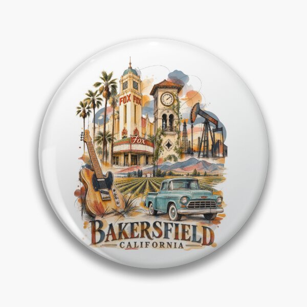 Item preview, Bakersfield California — Ink and Watercolor Style Travel Art designed and sold by Russell Thorne.