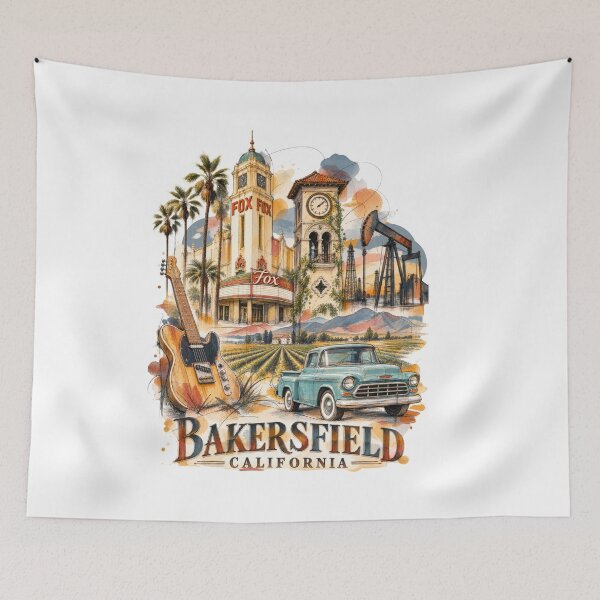 Item preview, Bakersfield California — Ink and Watercolor Style Travel Art designed and sold by Russell Thorne.