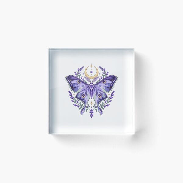Item preview, Purple Celestial Moth with Crescent Moon and Lavender designed and sold by skyartdesign.