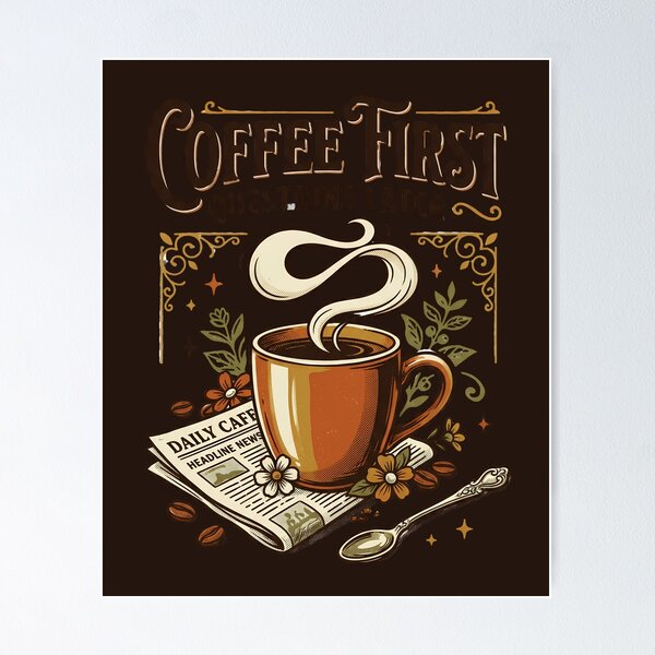 Item preview, Coffee First, Questions Later – Vintage Coffee Lover designed and sold by Origamoart.