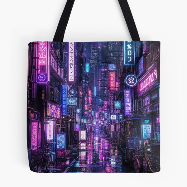 Item preview, Cyberpunk Tokyo Neon Alleyway Japanese Night Street Art designed and sold by vekotpu.
