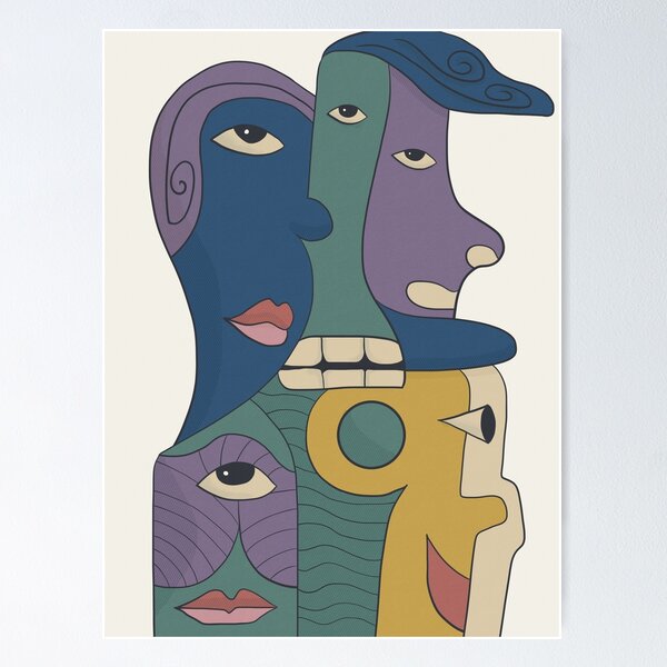 Item preview, Faces Within Lines – Cubist Line Art designed and sold by aekritdeach.