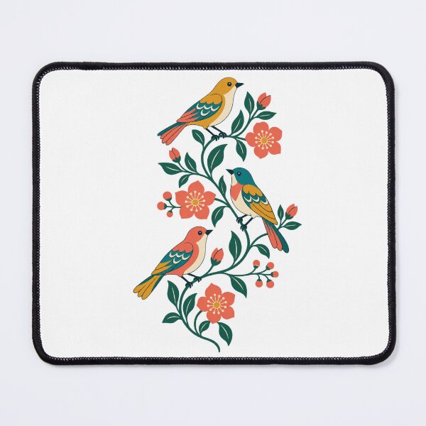 Item preview, Colorful Folk Art Birds on a Flowering Vine designed and sold by skyartdesign.