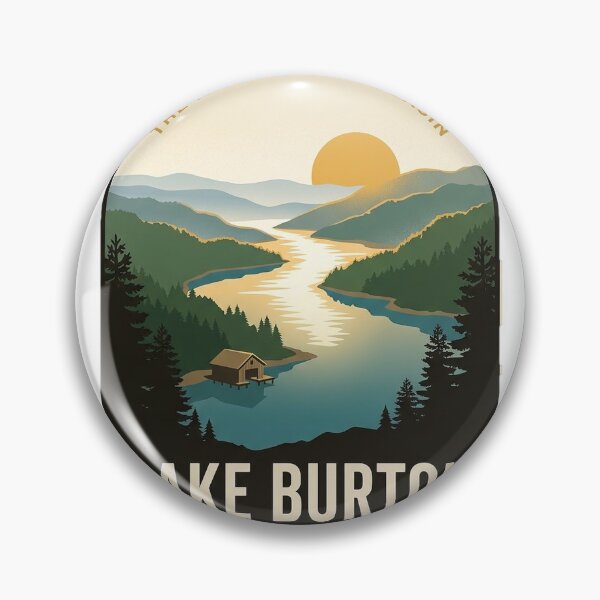Item preview, Lake Burton Georgia Mountain Lake Basin Sunrise Badge Sticker designed and sold by DetourDgn.