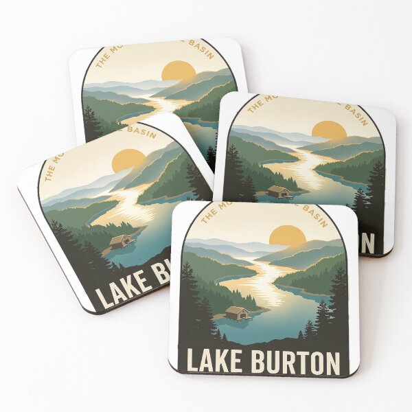 Item preview, Lake Burton Georgia Mountain Lake Basin Sunrise Badge Sticker designed and sold by DetourDgn.