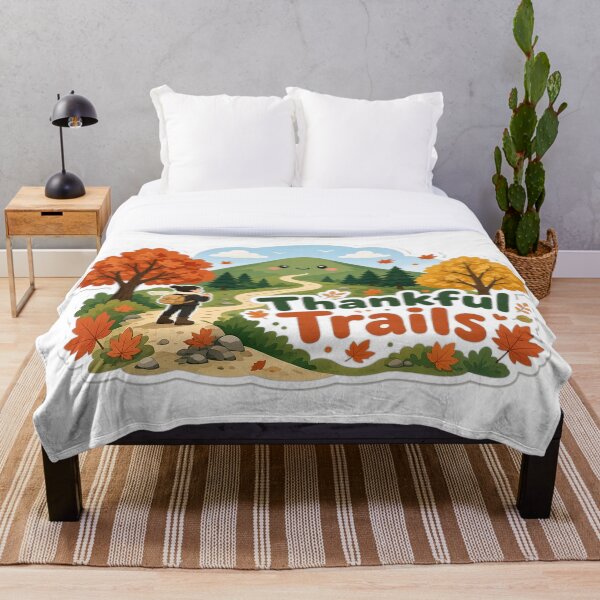 Aperçu de l'œuvre Hiker Thanksgiving Thankful Trails Fall Hiking créée et vendue par Soft Merch.