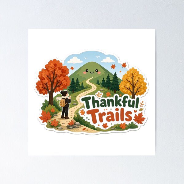 Item preview, Hiker Thanksgiving Thankful Trails Fall Hiking designed and sold by Soft Merch.