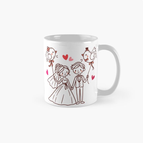 Item preview, Cute Wedding Couple with Love Bird Balloons designed and sold by Nicha Studio.