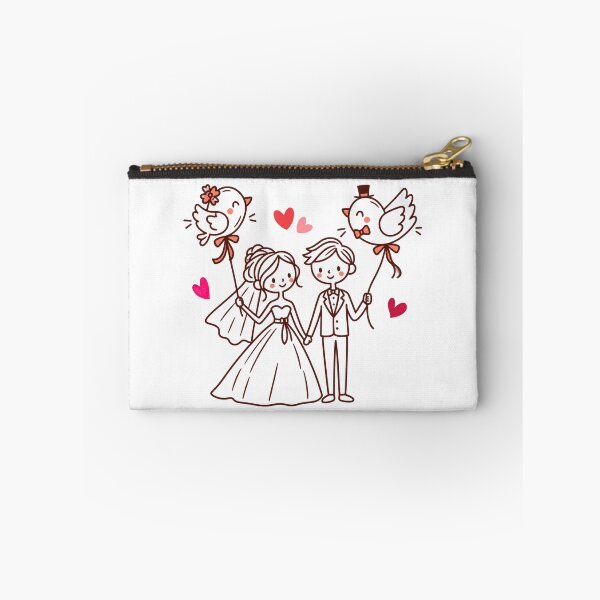 Item preview, Cute Wedding Couple with Love Bird Balloons designed and sold by Nicha Studio.