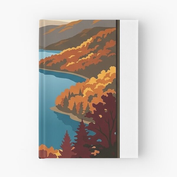 Item preview, Lake Burton Georgia Autumn Mountain Lake Vintage Poster Sticker designed and sold by DetourDgn.