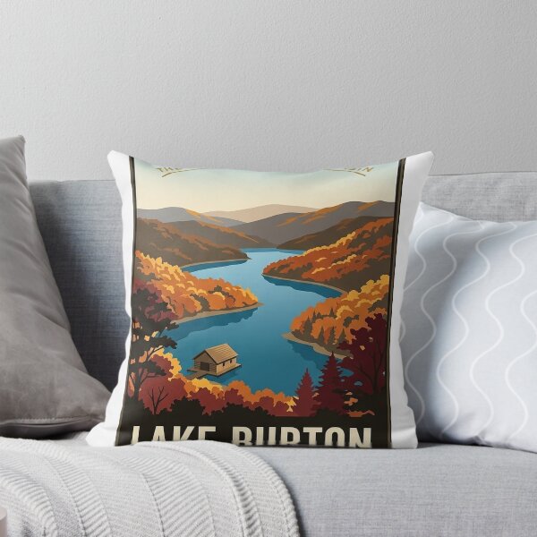 Item preview, Lake Burton Georgia Autumn Mountain Lake Vintage Poster Sticker designed and sold by DetourDgn.