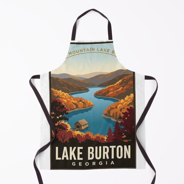 Item preview, Lake Burton Georgia Autumn Mountain Lake Vintage Poster Sticker designed and sold by DetourDgn.