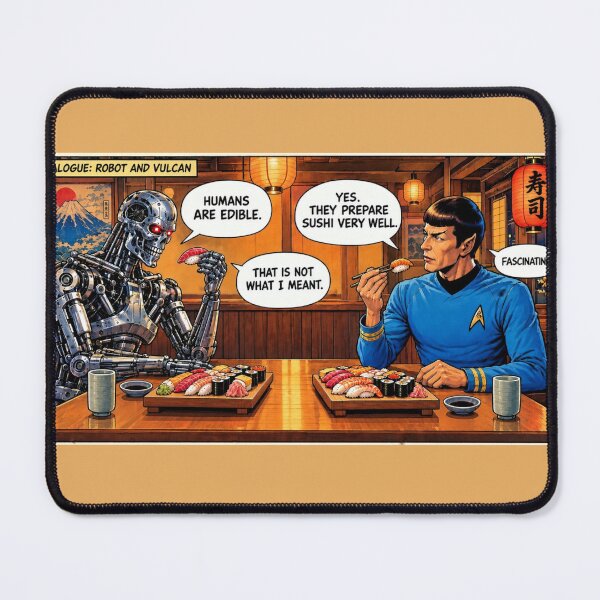 Item preview, Robot and Alien Sushi Dinner Funny Comic Dialogue designed and sold by SammyMorry.