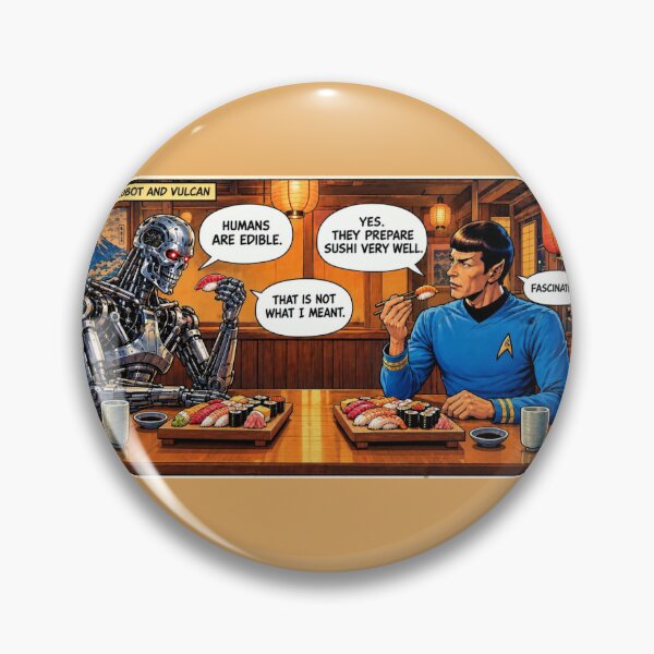 Item preview, Robot and Alien Sushi Dinner Funny Comic Dialogue designed and sold by SammyMorry.