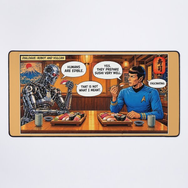 Item preview, Robot and Alien Sushi Dinner Funny Comic Dialogue designed and sold by SammyMorry.