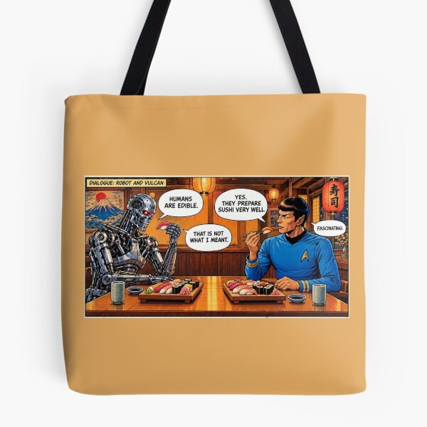 Item preview, Robot and Alien Sushi Dinner Funny Comic Dialogue designed and sold by SammyMorry.
