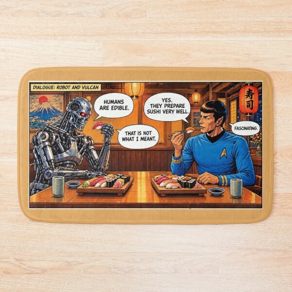 Item preview, Robot and Alien Sushi Dinner Funny Comic Dialogue designed and sold by SammyMorry.