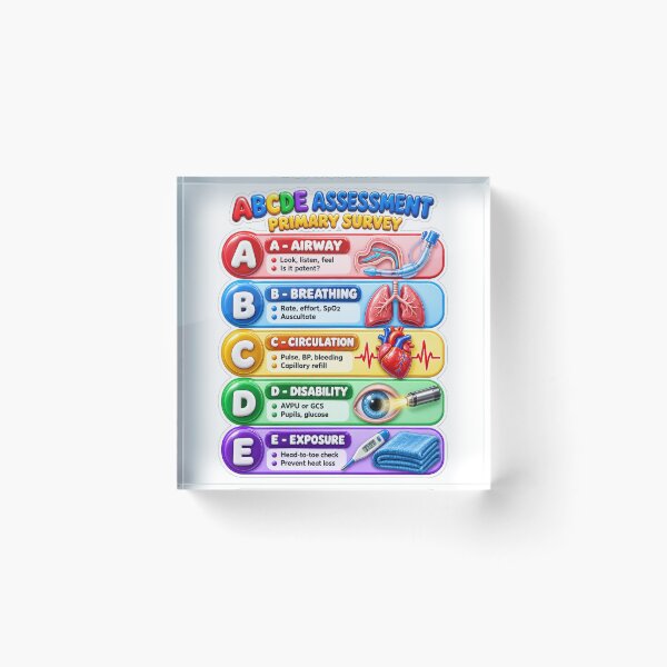 Item preview, ABCDE Assessment 3D Study Aid Nursing Student Sticker designed and sold by isokinetic.