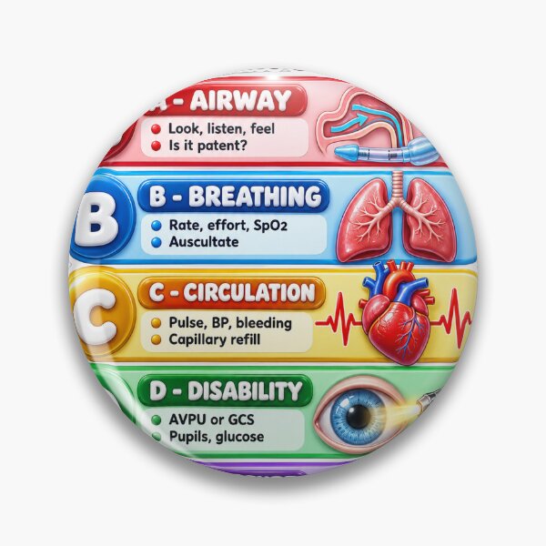 Item preview, ABCDE Assessment 3D Study Aid Nursing Student Sticker designed and sold by isokinetic.