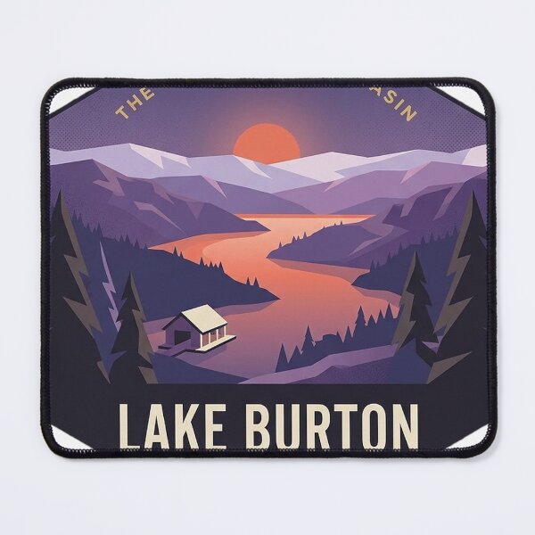 Item preview, Lake Burton Georgia Dusk Mountain Lake Geometric Badge Sticker designed and sold by DetourDgn.