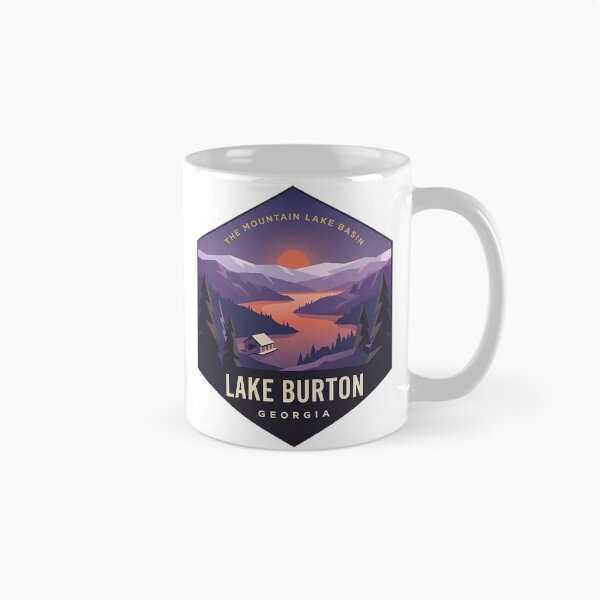Item preview, Lake Burton Georgia Dusk Mountain Lake Geometric Badge Sticker designed and sold by DetourDgn.