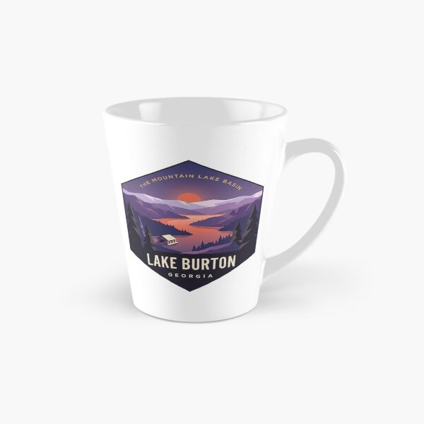 Item preview, Lake Burton Georgia Dusk Mountain Lake Geometric Badge Sticker designed and sold by DetourDgn.