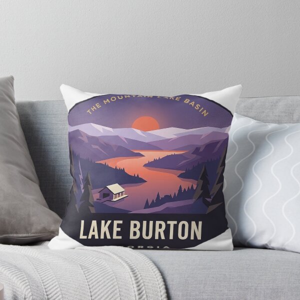 Item preview, Lake Burton Georgia Dusk Mountain Lake Geometric Badge Sticker designed and sold by DetourDgn.