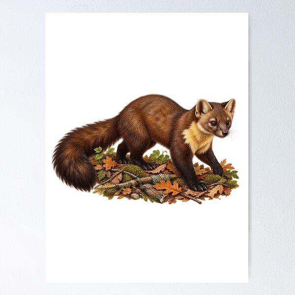 Item preview, Autumn Pine Marten Wildlife Illustration designed and sold by ZayCreates.