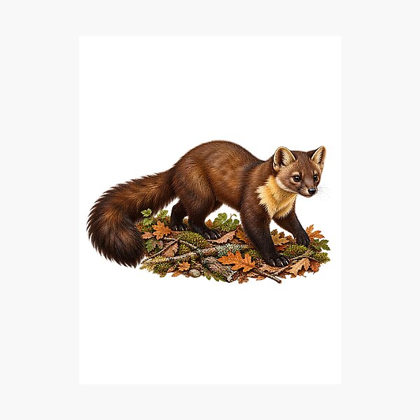 Item preview, Autumn Pine Marten Wildlife Illustration designed and sold by ZayCreates.