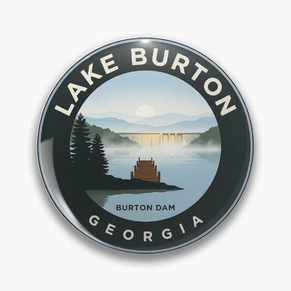 Item preview, Lake Burton Georgia Misty Morning Circular Badge Sticker designed and sold by DetourDgn.