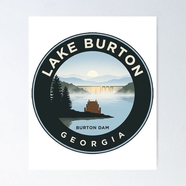 Item preview, Lake Burton Georgia Misty Morning Circular Badge Sticker designed and sold by DetourDgn.