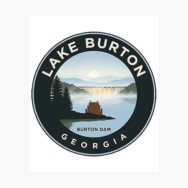 Item preview, Lake Burton Georgia Misty Morning Circular Badge Sticker designed and sold by DetourDgn.